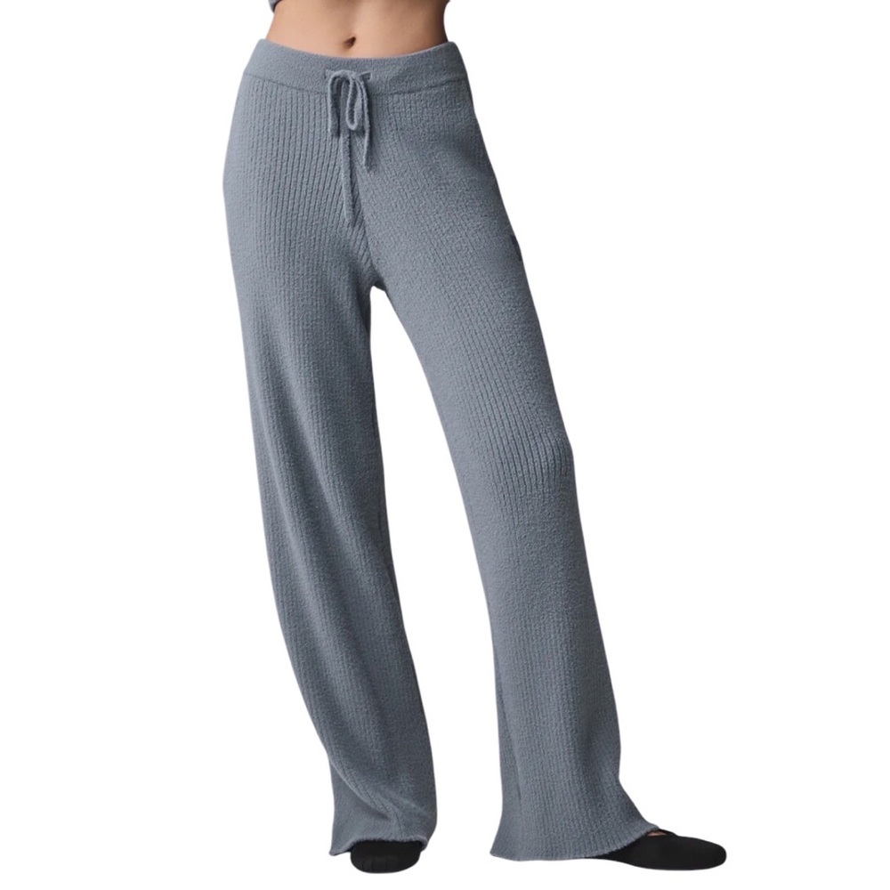 Alo Yoga Snuggle Up Sweater High-Waist Wide Leg Pant Steel Grey XS